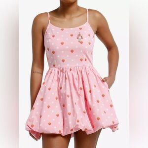 Womens Pink Strawberry shortcake Polka Dot Dress